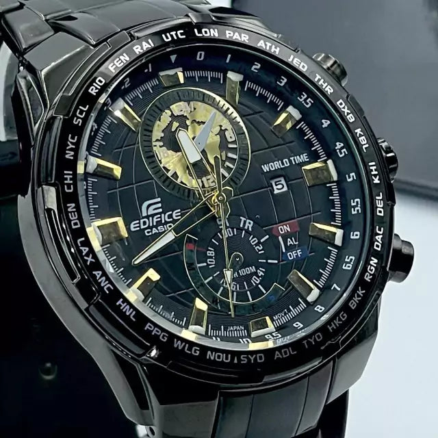 Relógio Casio Edifice Global - A PROVA D'ÁGUA - Preto e dourado